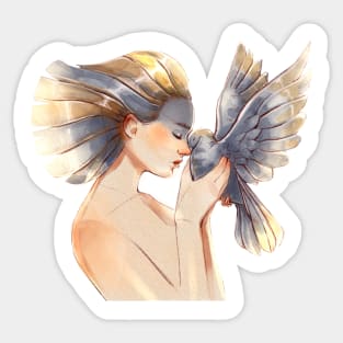 Woman with dove Sticker